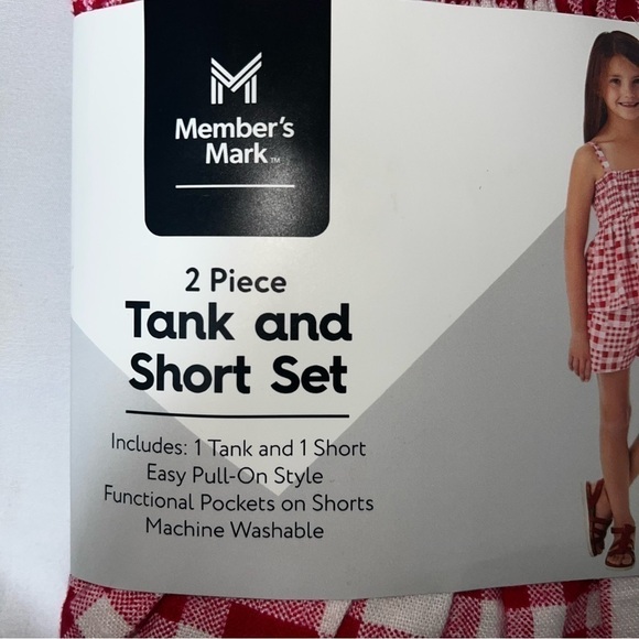 Girls 6/6x 2 Piece Outfit Red & White Striped Shorts & Tank Top - Picture 7 of 8